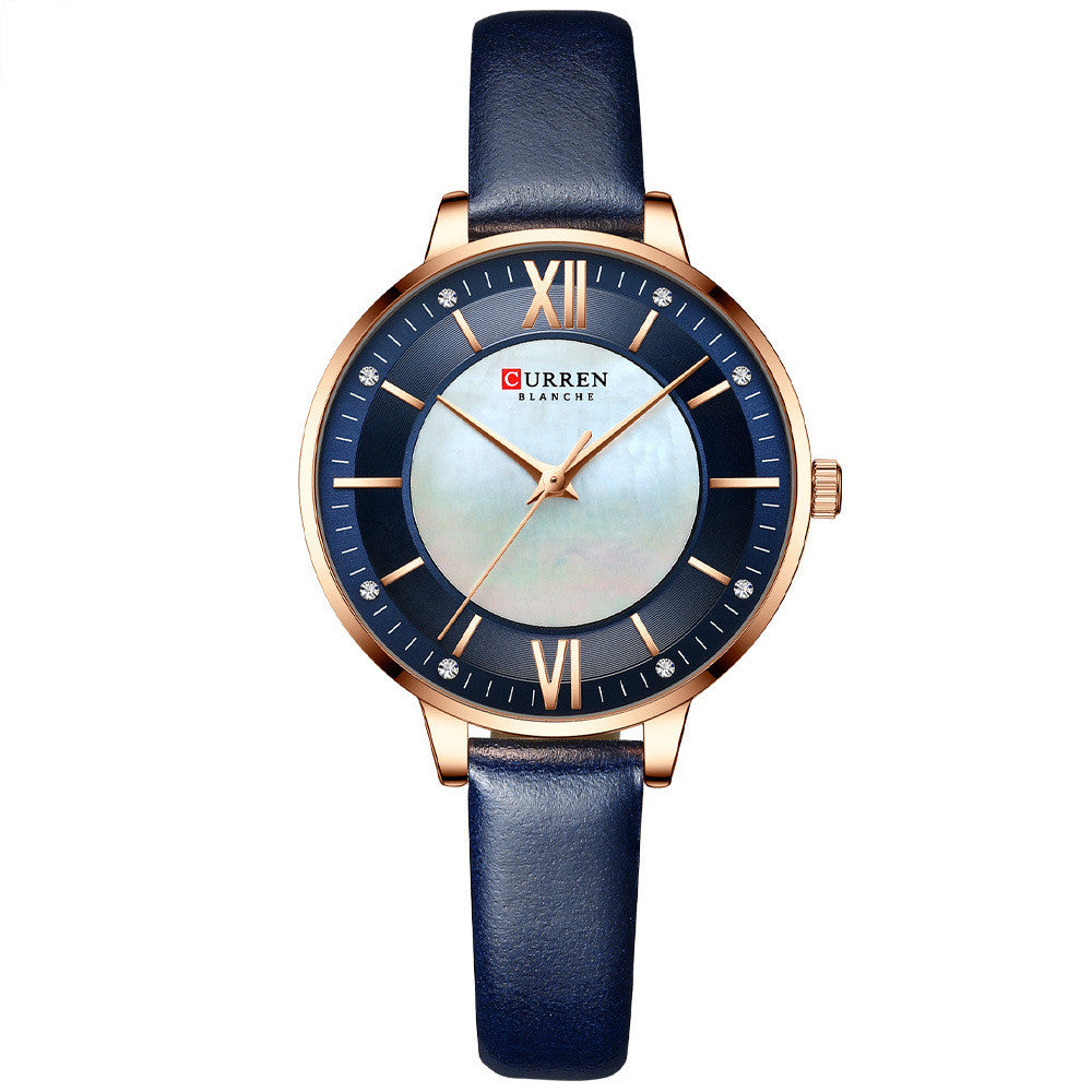 Damen-Armbanduhr mit Lederarmband