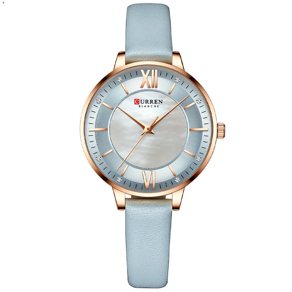 Damen-Armbanduhr mit Lederarmband
