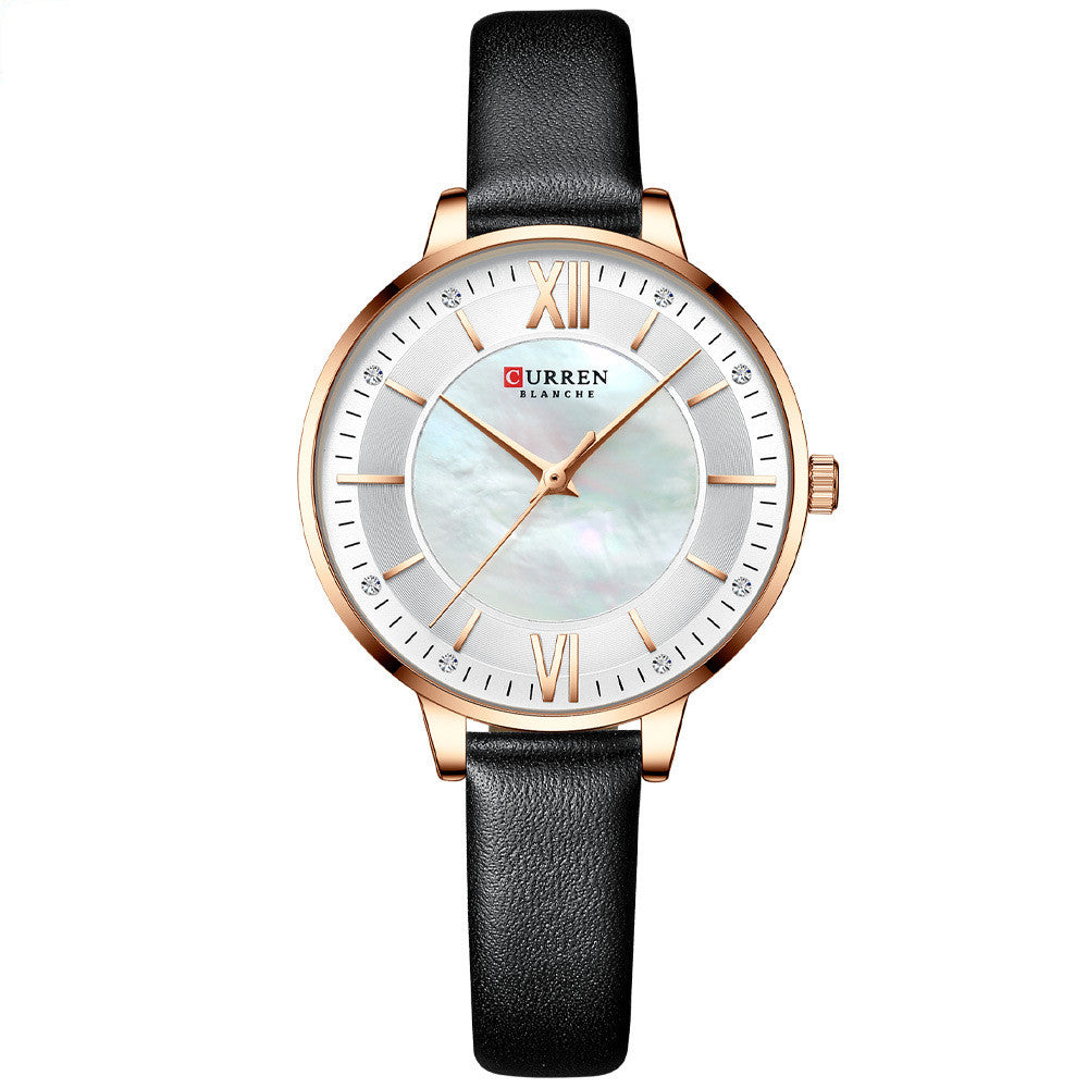 Damen-Armbanduhr mit Lederarmband