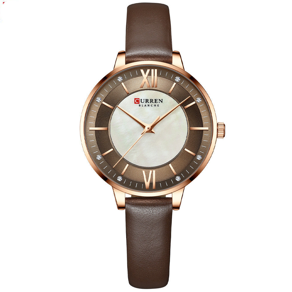 Damen-Armbanduhr mit Lederarmband