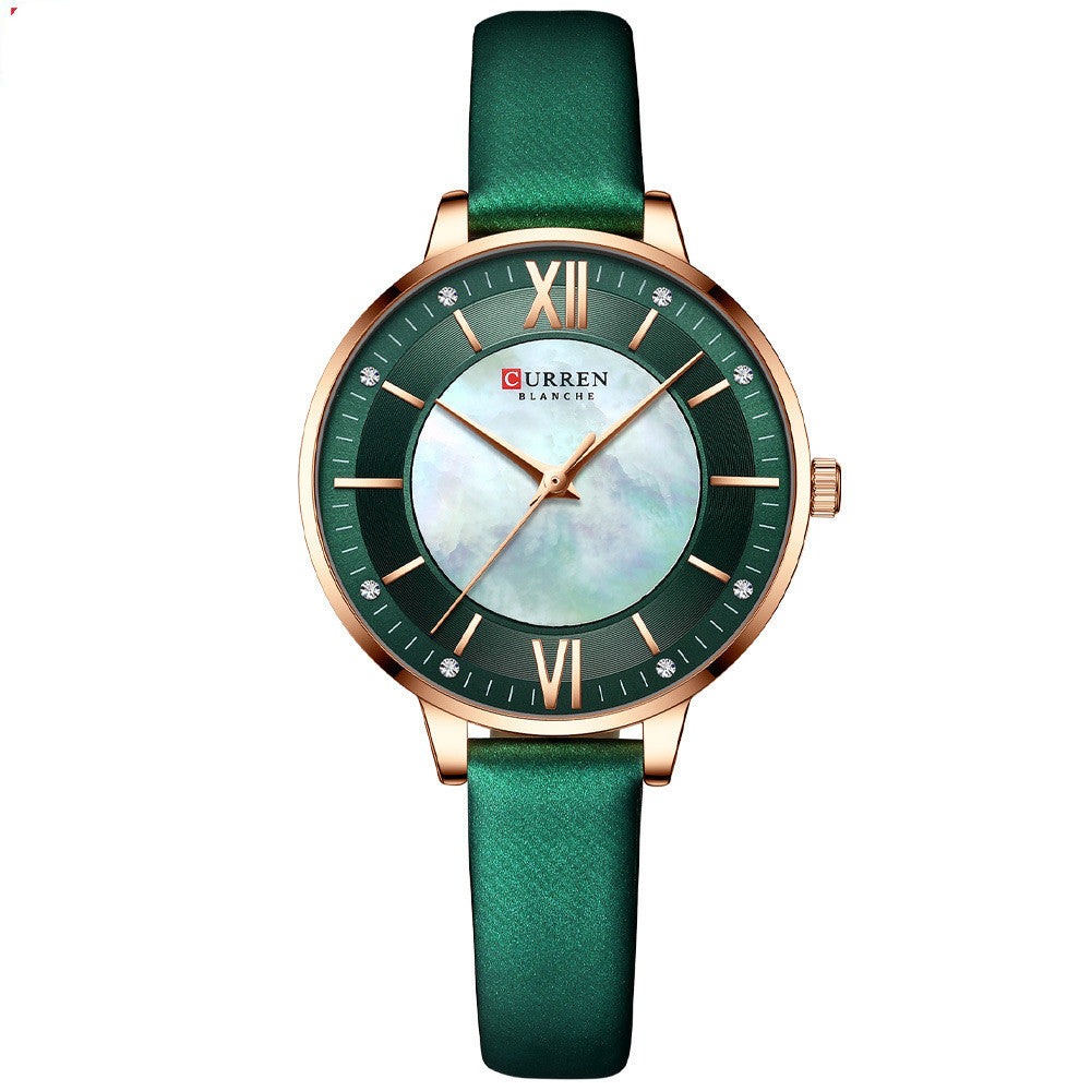 Damen-Armbanduhr mit Lederarmband