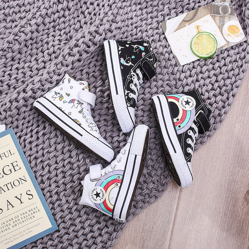 Regenbogen High-Top Canvas-Sneakers für Kinder