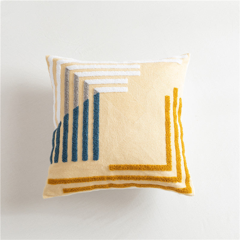 Geometrischer Kissenbezug aus Baumwolle, bestickt | LuxeStyle