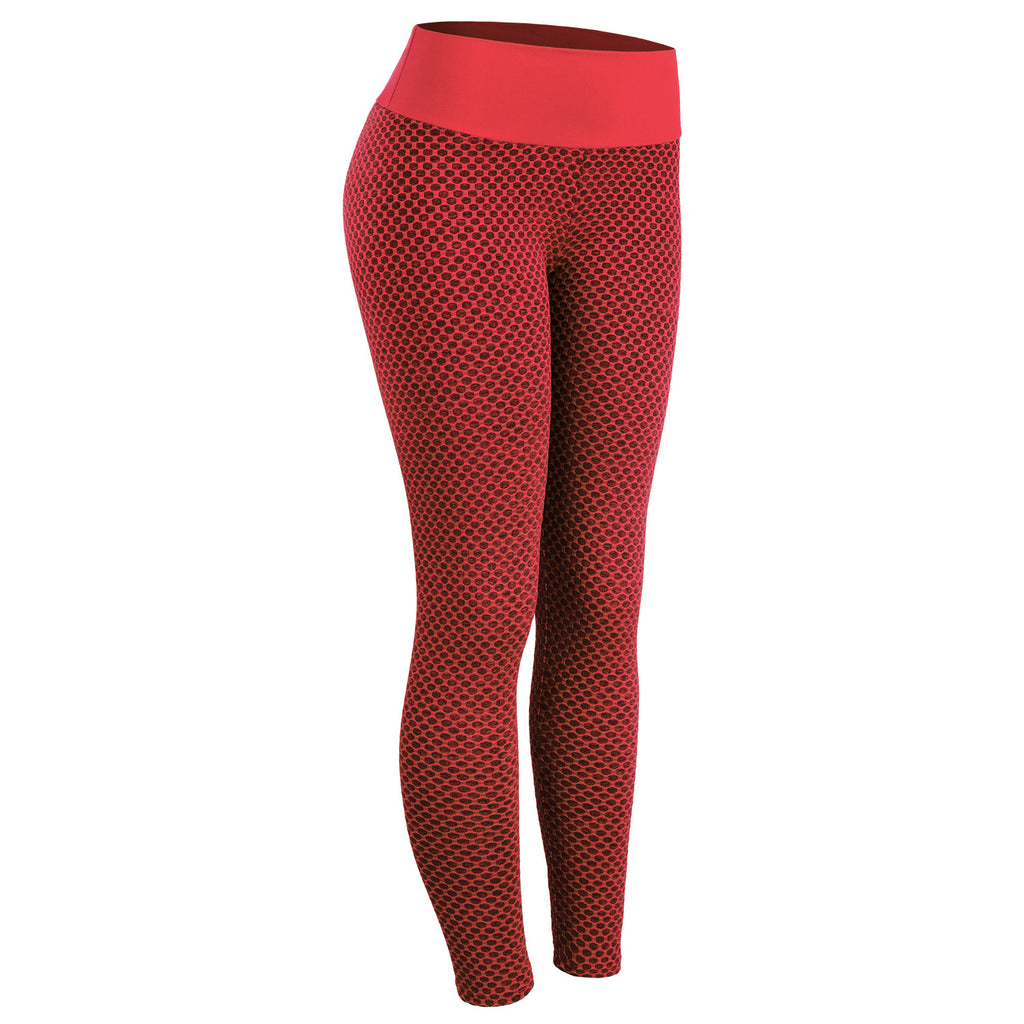 Plaid-Fitnesshose mit hoher Taille und atmungsaktiv