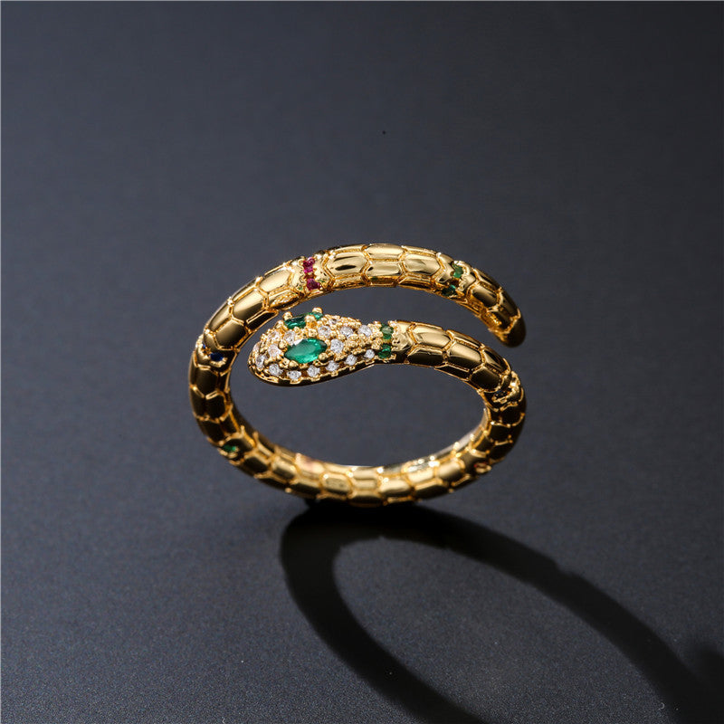Verstellbarer Schlangenring mit Zirkonia