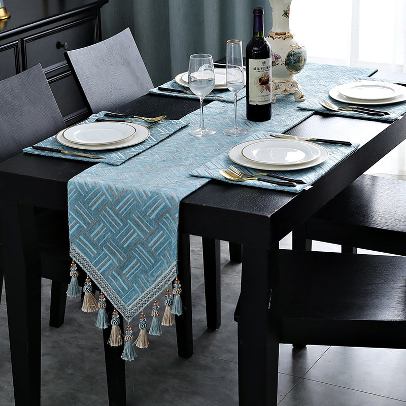 Tischläufer "Handwerker-Blau" mit Pflanzenmuster | LuxeStyle