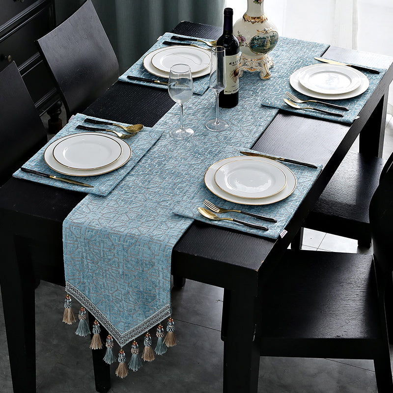 Tischläufer "Handwerker-Blau" mit Pflanzenmuster – Bild 3 | LuxeStyle