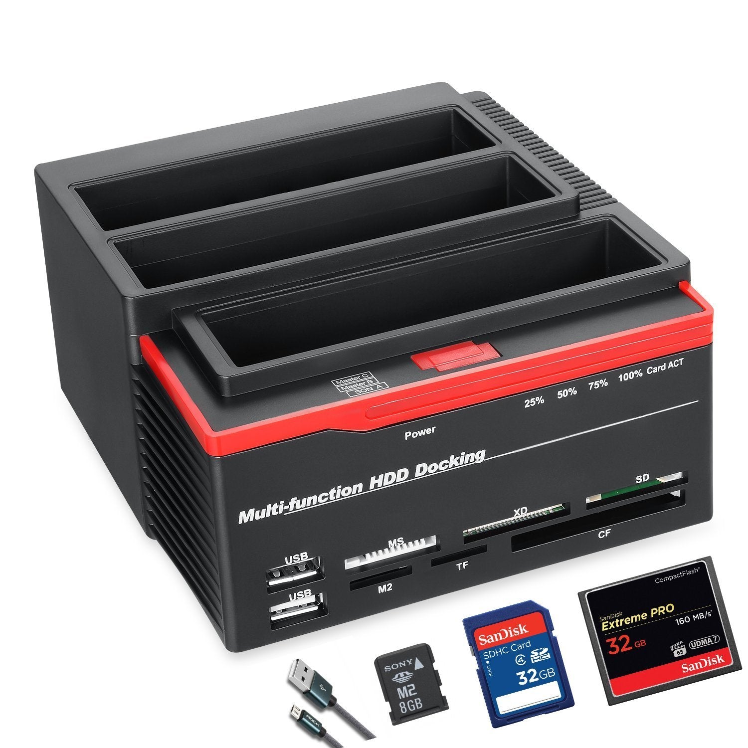 USB 2.0 Festplatten-Dockingstation mit Kartenleser