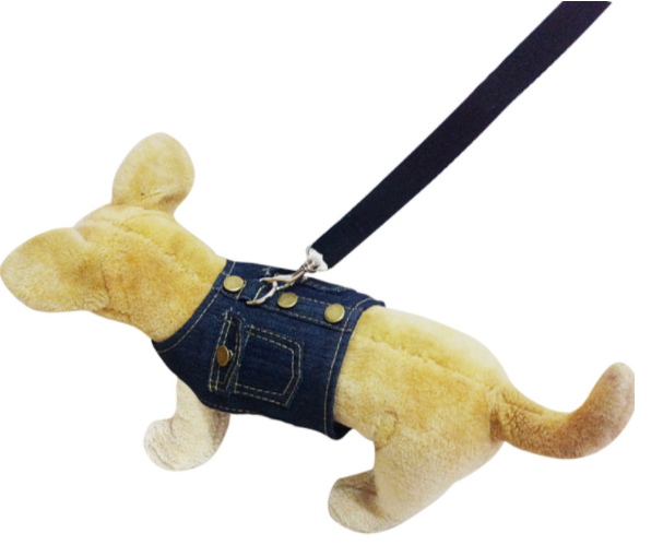 Denim-Geschirr mit Leine für Hunde