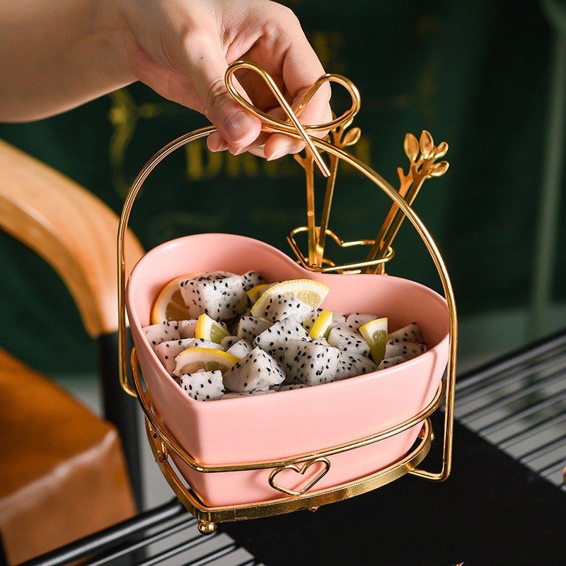 Herzförmige Obstschale mit Gabel-Set – Bild 3 | LuxeStyle