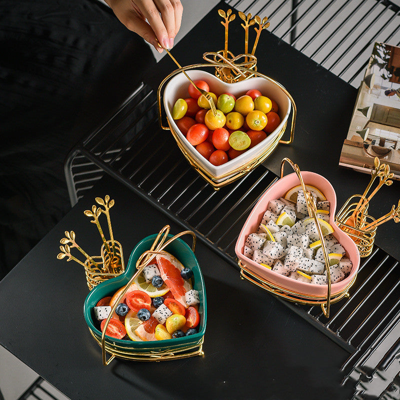 Herzförmige Obstschale mit Gabel-Set – Bild 5 | LuxeStyle