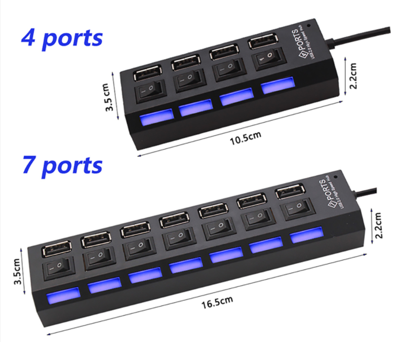 USB 2.0 Hub mit 7 Ports und unabhängiger Schalter – Bild 6 | LuxeStyle