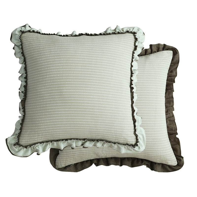 Baumwoll-Sofakissen mit Streifen und Spitze – Bild 5 | LuxeStyle
