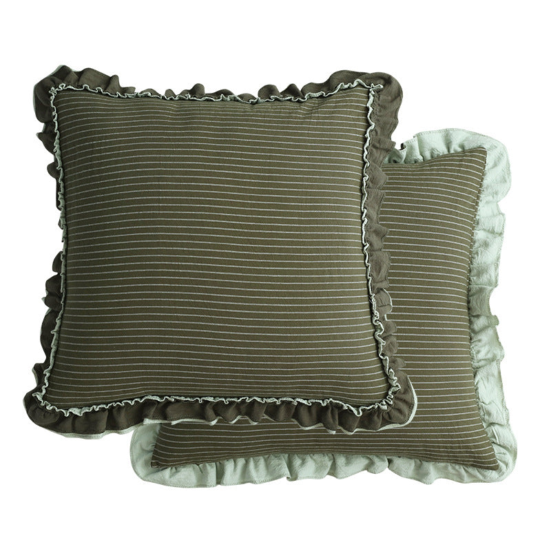 Baumwoll-Sofakissen mit Streifen und Spitze – Bild 6 | LuxeStyle