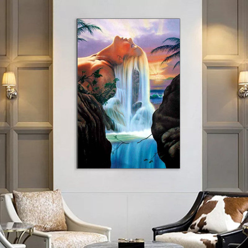 Diamond Painting Wasserfall-Landschaft
