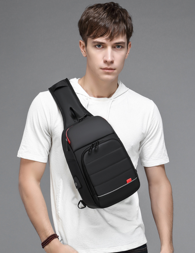 Brusttasche für Herren, Oxford-Stoff, Schwarz – Bild 2 | LuxeStyle