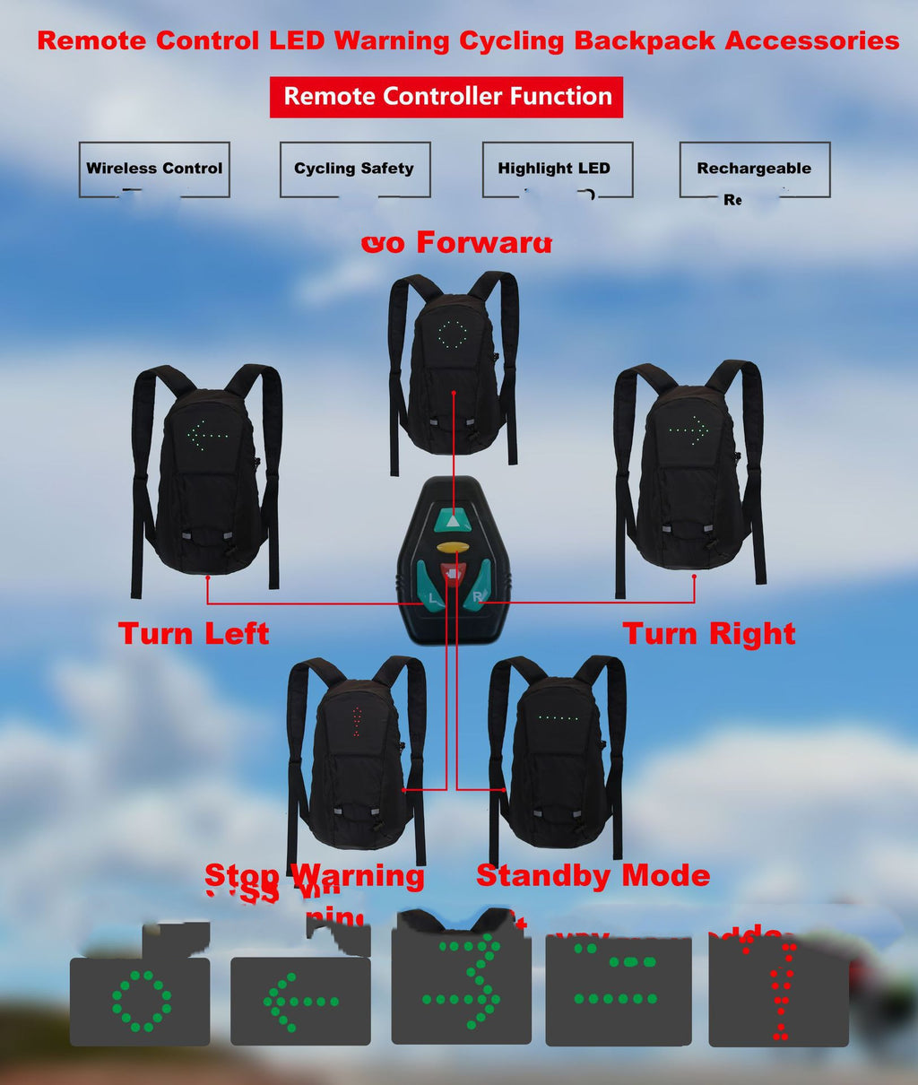 LED-Rucksack mit Fernbedienung für Sicherheit – Bild 3 | LuxeStyle