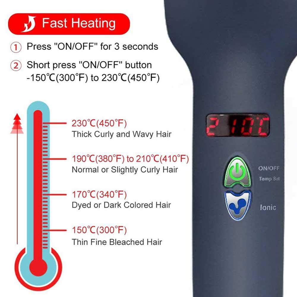 LCD-Haarglätteisen mit 10-stufiger Temperaturregelung