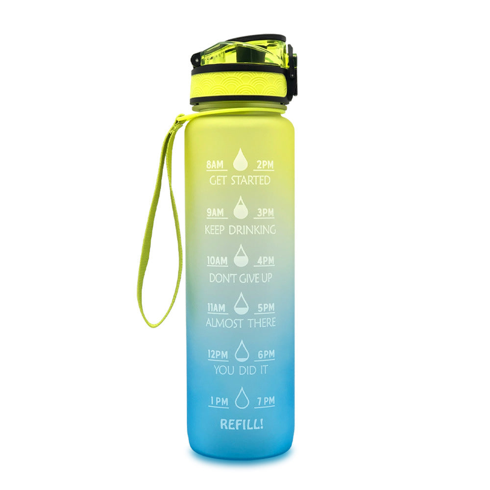 Motivierende Wasserflasche mit Zeitmarken, 1L, leckdicht