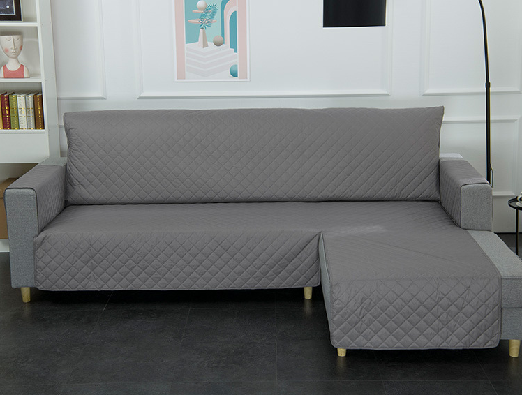 Sofaüberwurf mit Chaise Longue, Grau – Bild 5 | LuxeStyle