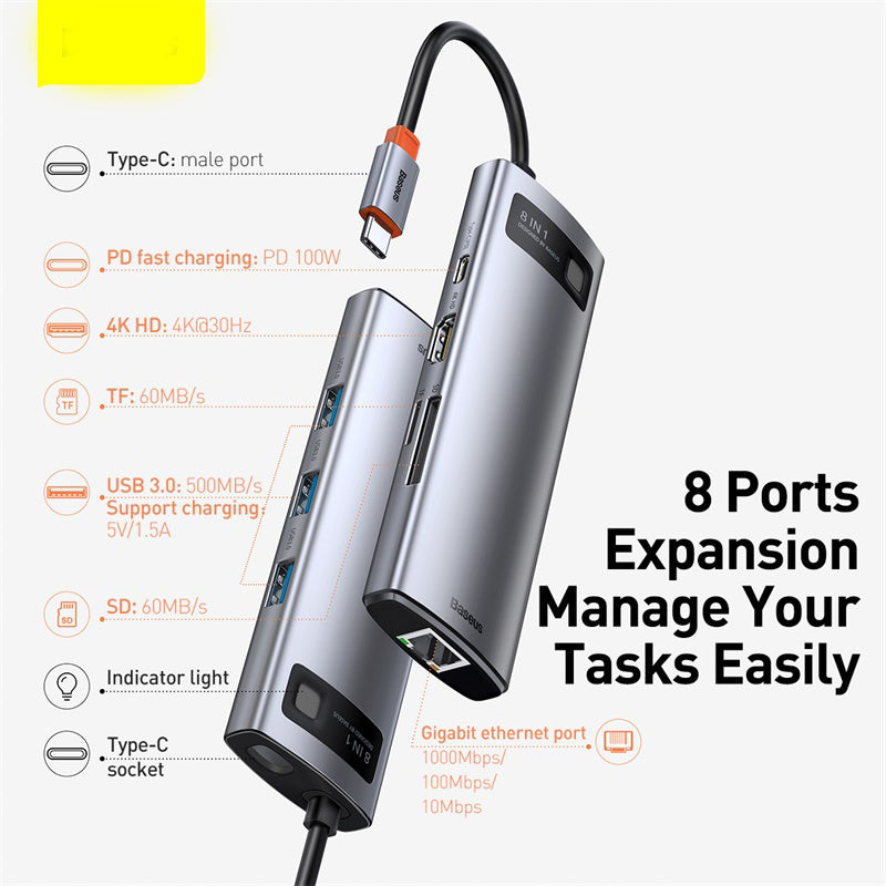 Baseus Metal Shimmer Type-C 6-in-1 Docking Station