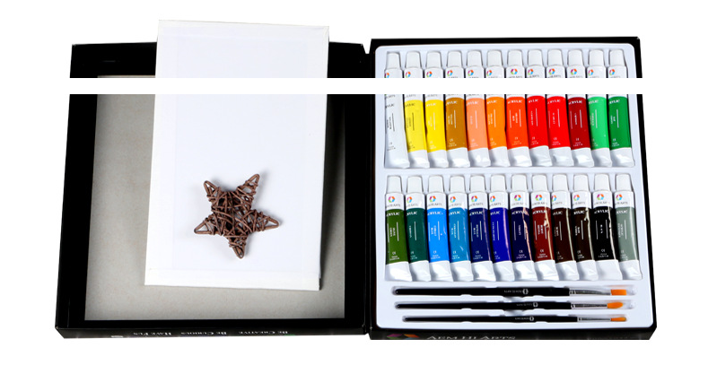 24-Farben Acrylfarbe 12ml mit Palette & Bürsten