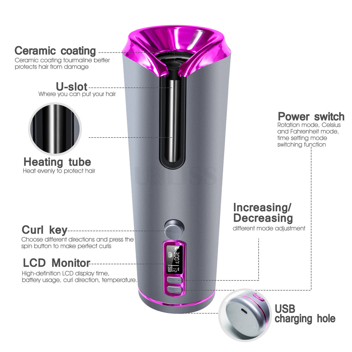 Automatischer Lockenstab, USB-Ladefunktion – Bild 5 | LuxeStyle