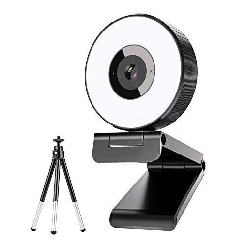 Full-HD Webcam mit Ringlicht und Mikrofon
