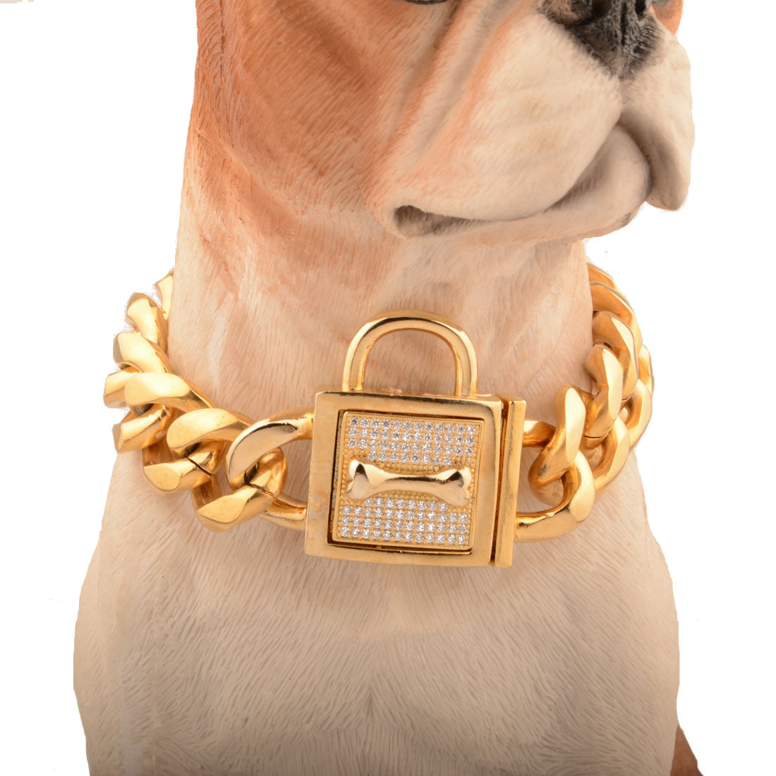 Hundehalsband aus Titanstahl mit Strass-Knopf – Bild 1 | LuxeStyle