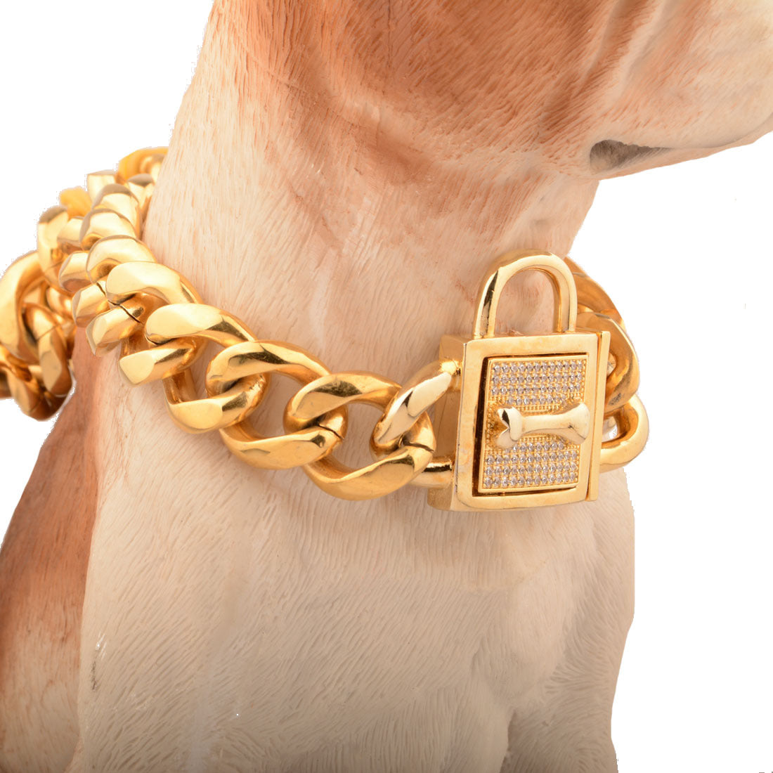 Hundehalsband aus Titanstahl mit Strass-Knopf – Bild 4 | LuxeStyle