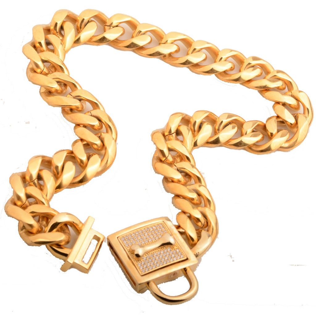 Hundehalsband aus Titanstahl mit Strass-Knopf – Bild 5 | LuxeStyle