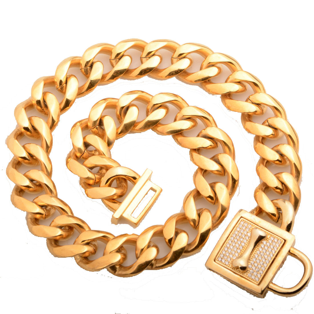 Hundehalsband aus Titanstahl mit Strass-Knopf – Bild 2 | LuxeStyle