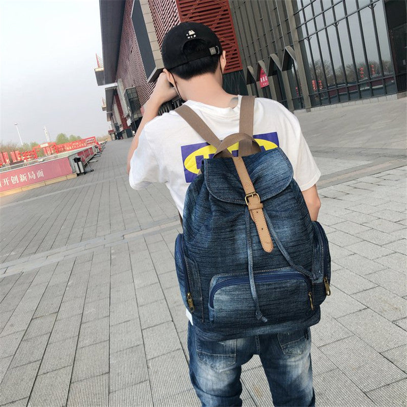 Retro Denim Rucksack grosse Kapazität | LuxeStyle