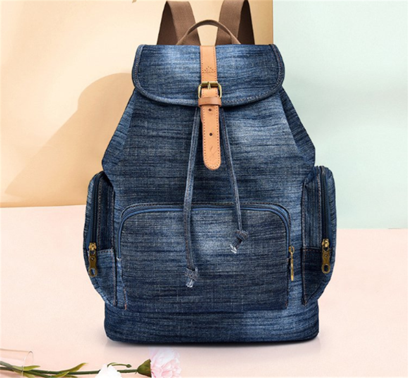 Retro Denim Rucksack grosse Kapazität – Bild 2 | LuxeStyle