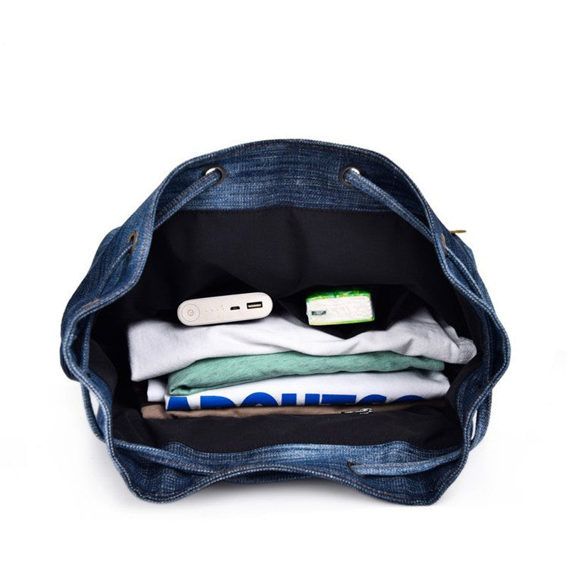 Retro Denim Rucksack grosse Kapazität – Bild 5 | LuxeStyle