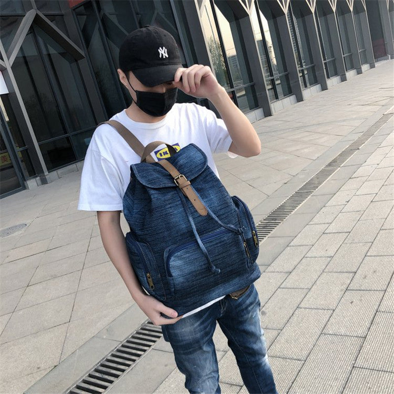 Retro Denim Rucksack grosse Kapazität – Bild 4 | LuxeStyle
