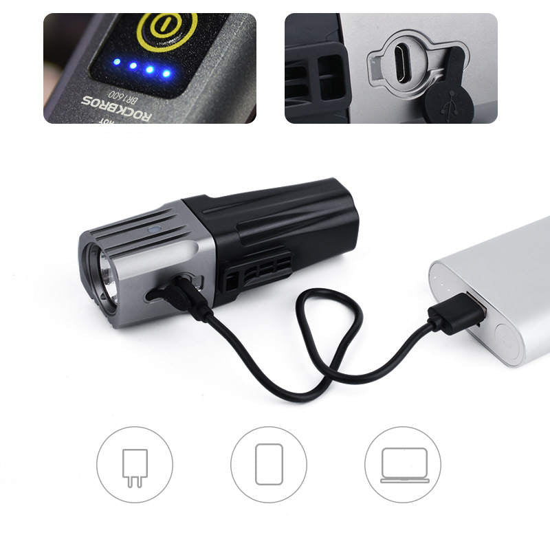 600-Lumen Fahrrad-Frontlicht schwarz/gra