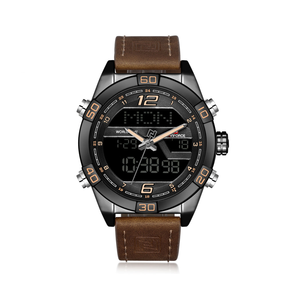 Herren LED-Quarzuhr mit Lederarmband – Bild 4 | LuxeStyle