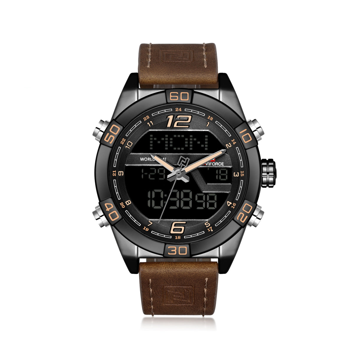 Herren LED-Quarzuhr mit Lederarmband – Bild 4 | LuxeStyle