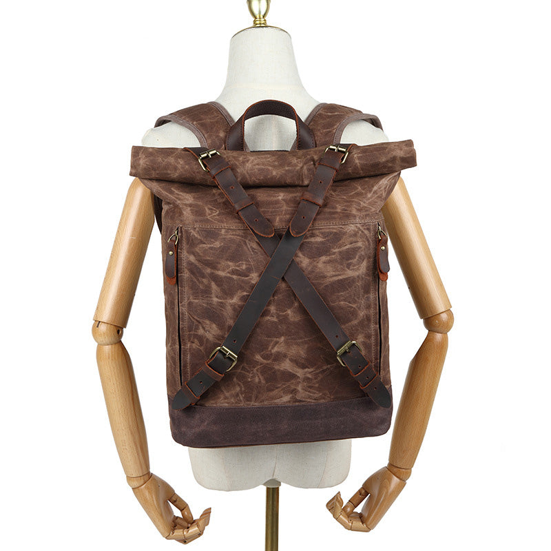 Leinen-Canvas Reiserucksack mit Magnetverschluss – Bild 4 | LuxeStyle