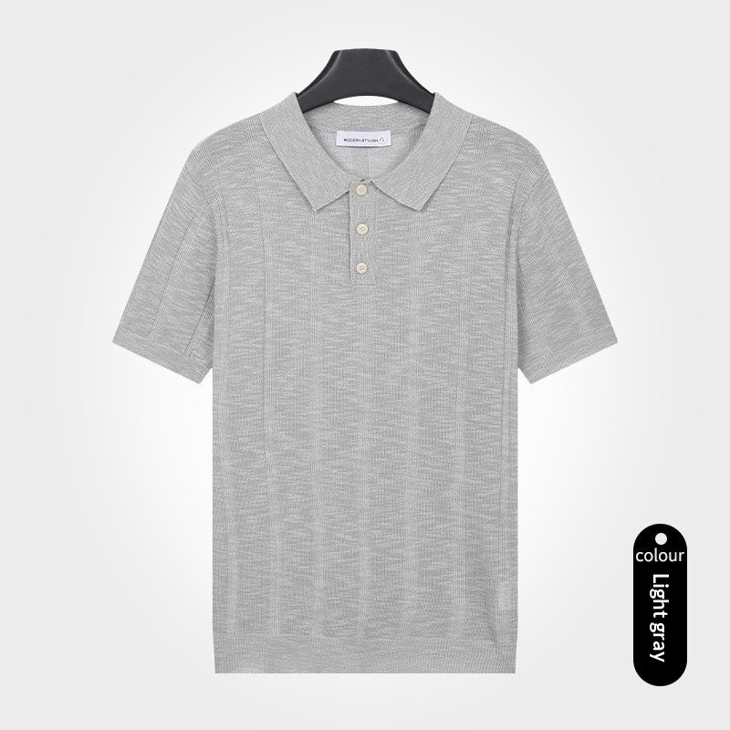 Herren Strick-T-Shirt Kurzarm Slim-Fit