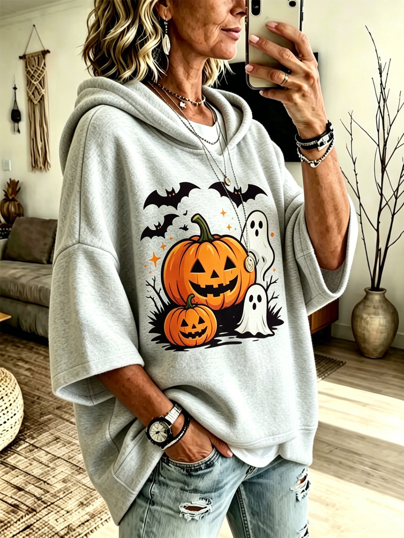 Halloween-Sweatshirt mit Digital-Druck