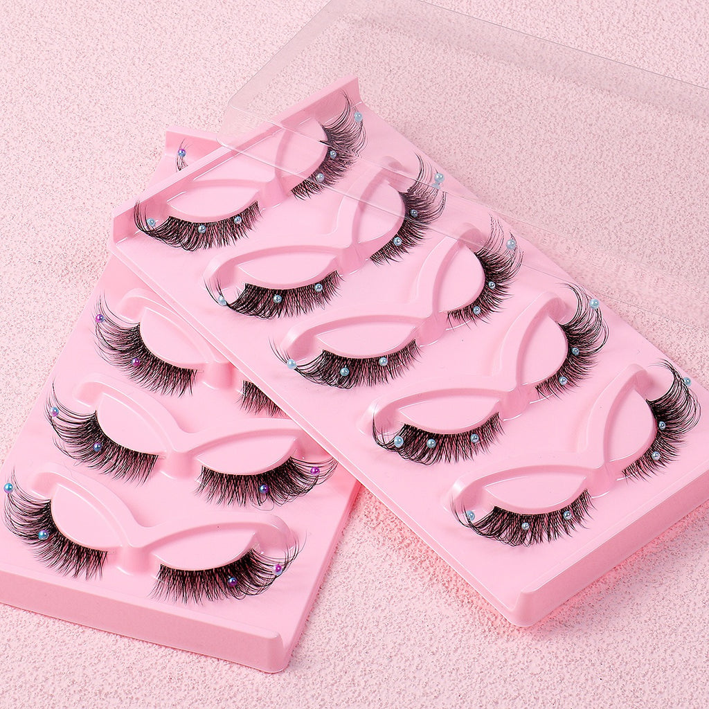 5 Paar Foxy 3D-Wimpern mit transparentem Band