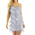 Damen Mesh-Kleid mit Quasten und V-Ausschnitt