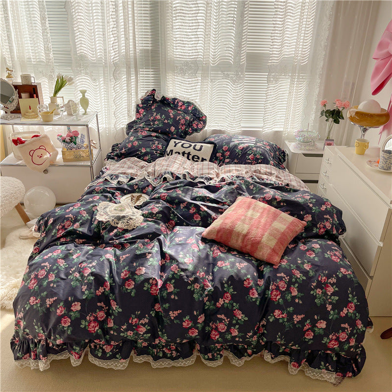 Baumwoll-Spitze Bettwäsche-Set mit Gartenblumen – Bild 6 | LuxeStyle