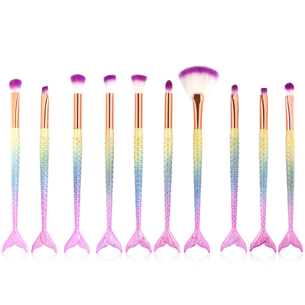 10 Meerjungfrauen-Make-up-Pinsel mit Fischschuppen