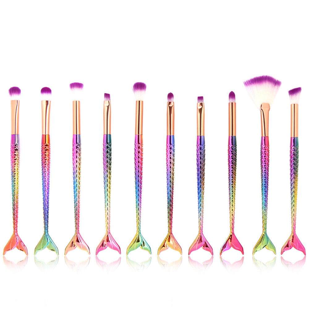 10 Meerjungfrauen-Make-up-Pinsel mit Fischschuppen