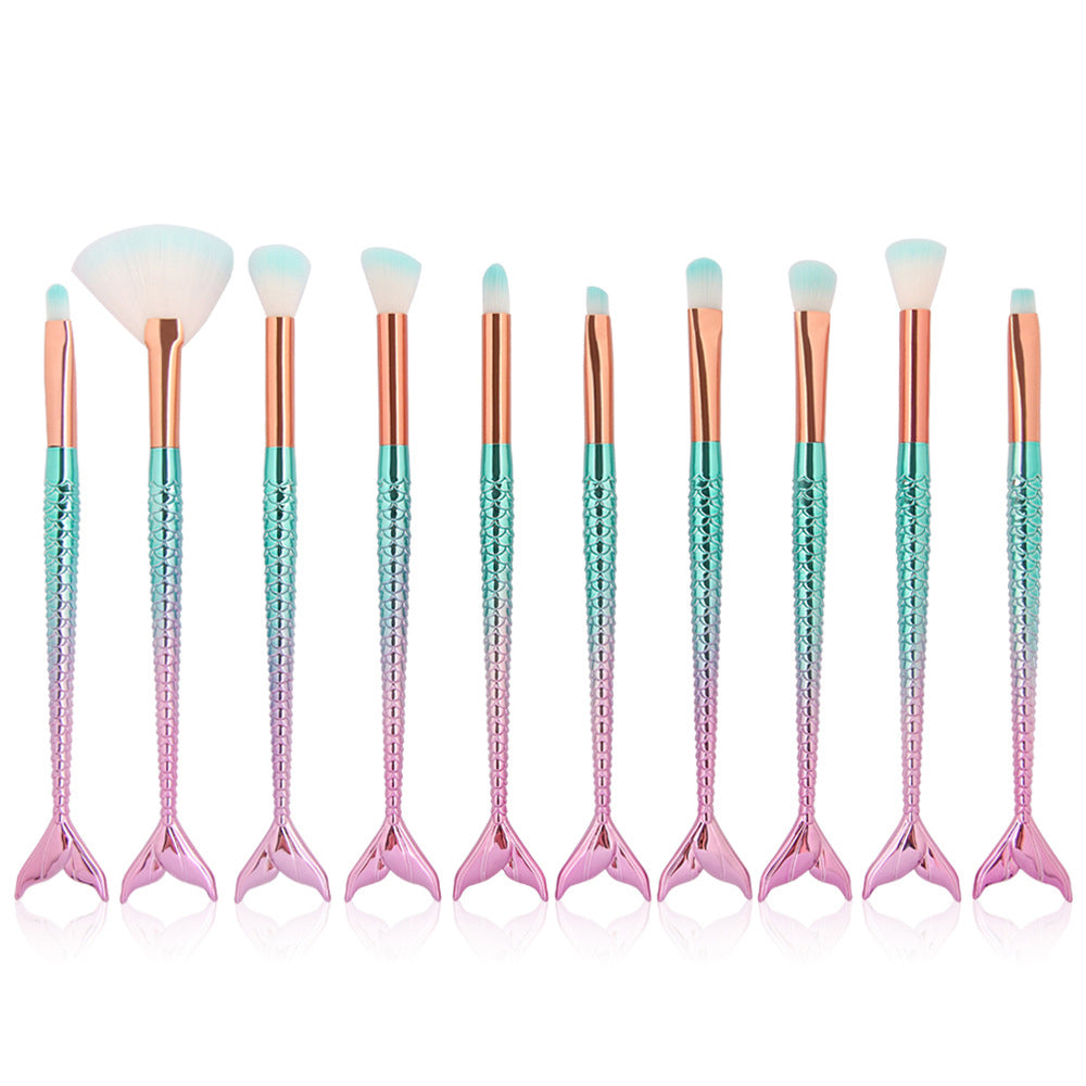 10 Meerjungfrauen-Make-up-Pinsel mit Fischschuppen