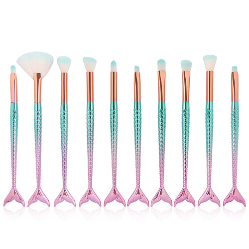 10 Meerjungfrauen-Make-up-Pinsel mit Fischschuppen