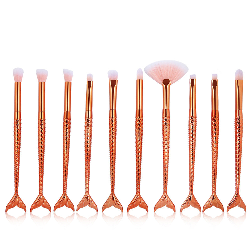 10 Meerjungfrauen-Make-up-Pinsel mit Fischschuppen